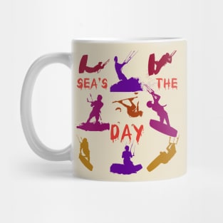 Kitesurfer Silhouette Pattern With Seas The Day Quote Mug